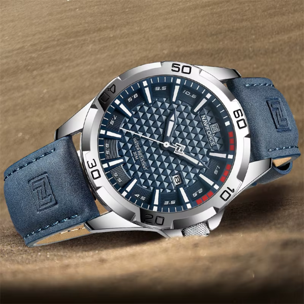 Relógio Naviforce Couro Azul Masculino Premium - foto 4