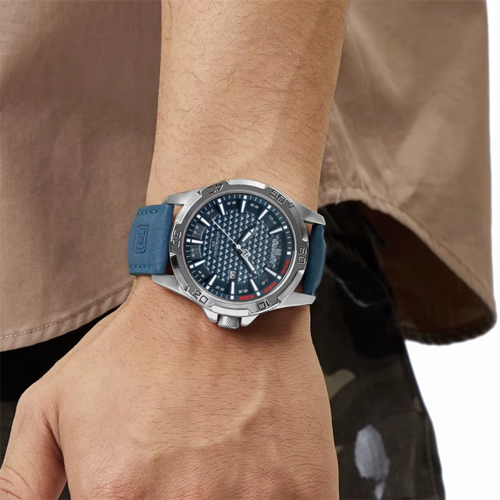 Relógio Naviforce Couro Azul Masculino Premium - foto 2