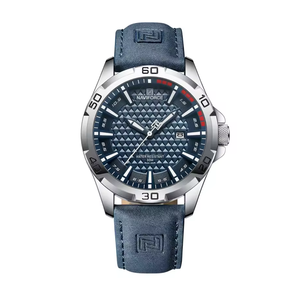 Relógio Naviforce Couro Azul Masculino Premium - foto principal