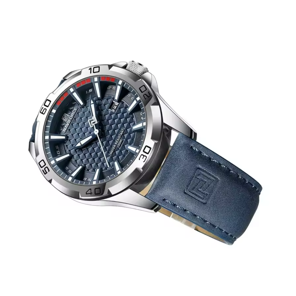 Relógio Naviforce Couro Azul Masculino Premium - foto 3